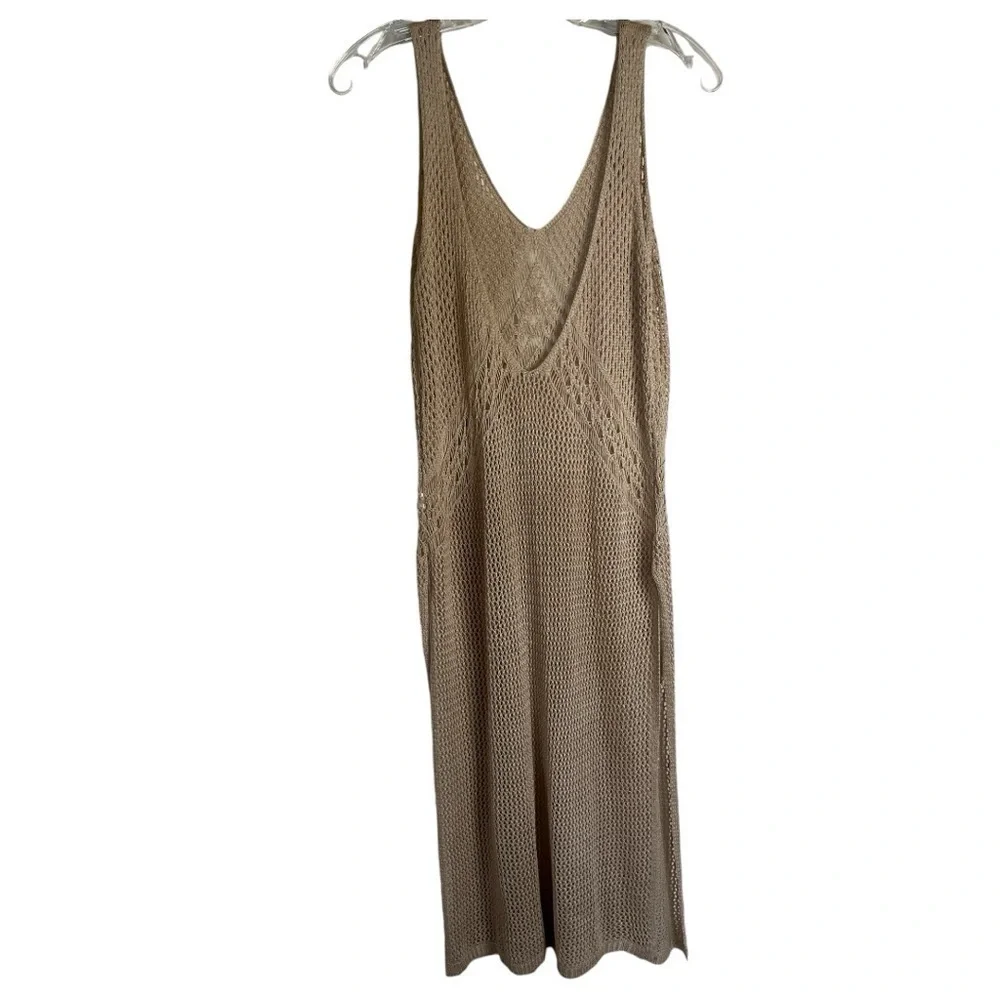 Crochet dress or beach cover up beige one size - Picture 2 of 5